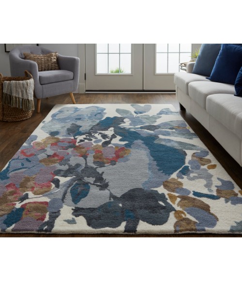 Feizy Dafney Casual Floral & Botanical, Blue/Gray/Pink, 8' x 10' Area Rug