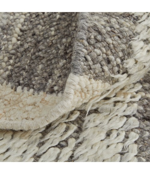 Ashby Area Rug Feizy Ashby Casual Stripes, Ivory/Gray, 9' x 9' Round Rug