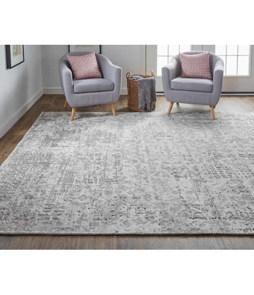 Feizy Langford Bohemian & Eclectic Distressed, Taupe/Ivory/Gray, 5' x 8' Area Rug