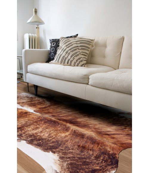 Feizy Bartlett Cabin & Lodge Animal Print, Brown/Tan/White, Small Shaped Rug