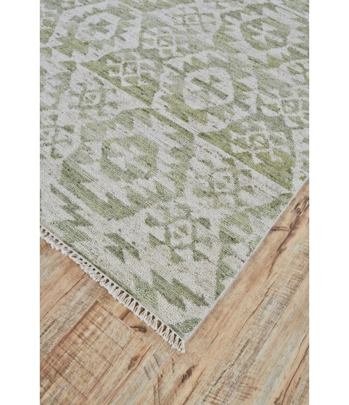 Nizhoni Area Rug Feizy Nizhoni Global Southwestern, Green/Ivory, 9'-6" x 13'-6" Area Rug