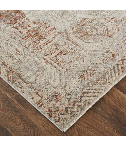 Feizy Kaia Casual Distressed, Tan/Ivory/Orange, 2'-6" x 12' Runner