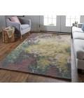 Feizy Amira Modern Watercolor Rug, Eggplant/Lodon Green/Gold, 8ft x 10ft Area Rug