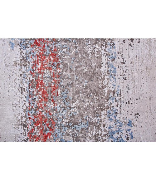 Feizy Cadiz Industrial Abstract, Gray/Red/Blue, 12' x 18' Area Rug