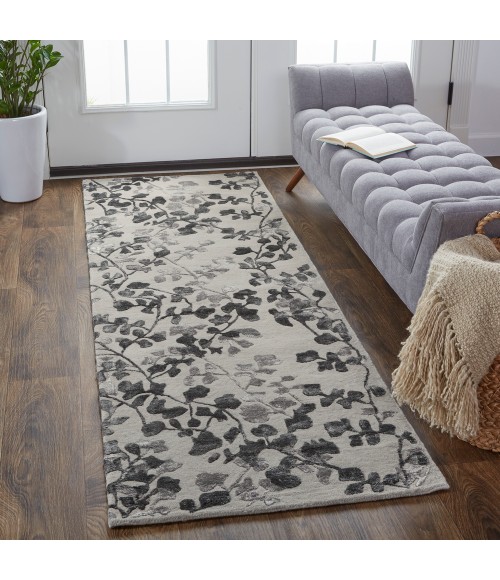 Feizy Bella Casual Floral & Botanical, Gray/Silver/Taupe, 2'-6" x 8' Runner