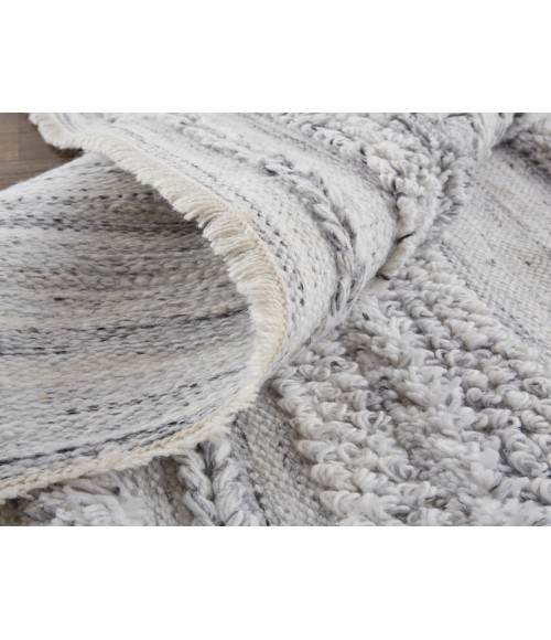 Feizy Alden Contemporary Bohemian Shag Rug, Ivory/Light Gray, 10ft x 14ft Area Rug