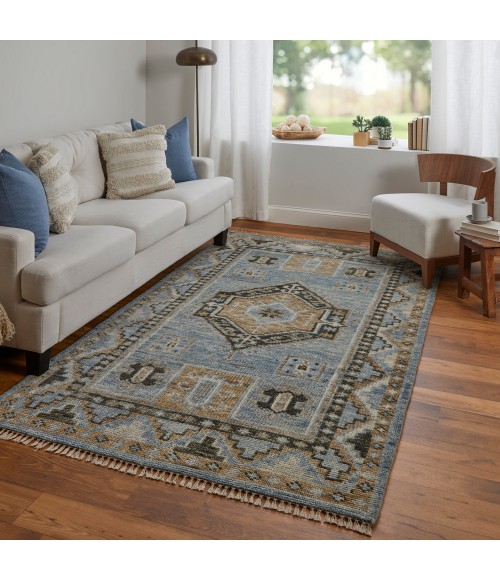 Fillmore Area Rug Feizy Fillmore Vintage Medallion, Blue/Green, 2'-6" x 14' Runner