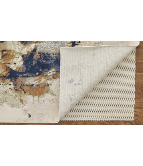 Feizy Clio Industrial Abstract, Blue/Orange/Ivory, 7'-9" x 10' Area Rug