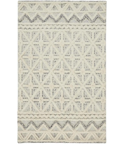 Anica Area Rug Feizy Anica Moroccan Wool Rug w/Diamond Lines, Ivory/Chambray Blue, 5ft x 8ft Area Rug