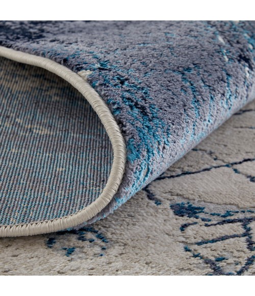 Feizy Indio Industrial Abstract, Ivory/Blue/Black, 3'-11" x 6' Accent Rug