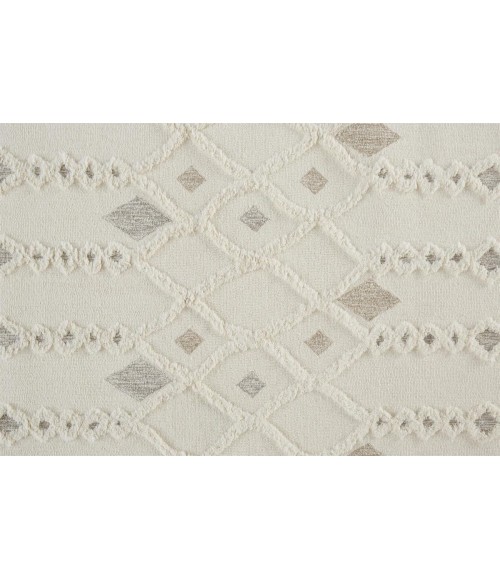 Anica Area Rug Feizy Anica Moroccan Wool Rug w/Ornamental Diamonds, Ivory/Tan, 4ft x 6ft Accent Rug