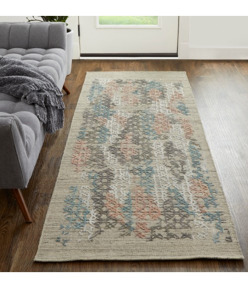 Elias Area Rug Feizy Elias Casual Abstract, Pink/Blue/Taupe, 2'-9" x 10' Runner
