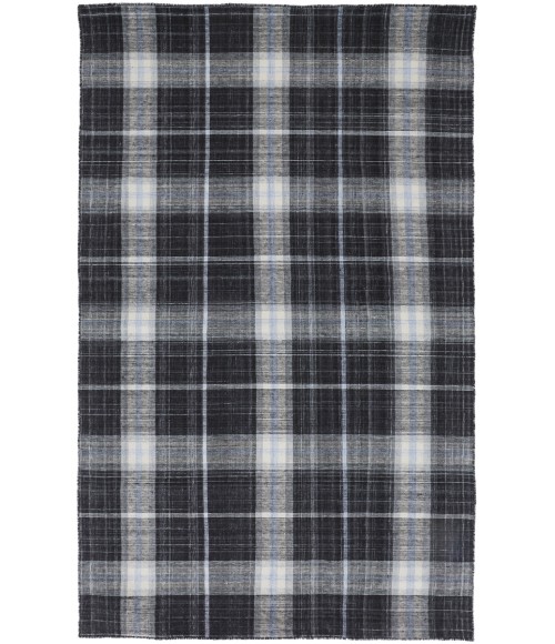 Feizy Jemma Rustic Plaid, Black/White/Blue, 5' x 8' Area Rug
