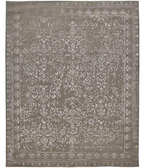 Feizy Bella High/Low Floral Wool Rug, Warm Silver Gray, 9ft x 12ft Area Rug