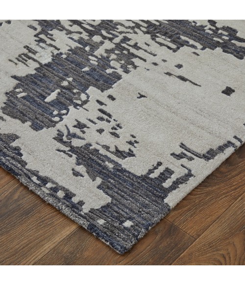 Feizy Zarah Bohemian & Eclectic Abstract, Ivory/Gray/Blue, 3'-6" x 5'-6" Accent Rug