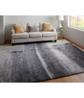 Feizy Anya Industrial Abstract, Gray/Blue/Ivory, 5' x 8' Area Rug
