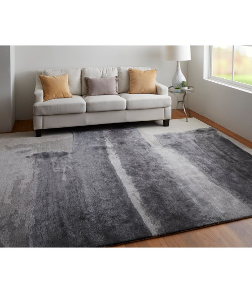 Feizy Anya Industrial Abstract, Gray/Blue/Ivory, 5' x 8' Area Rug