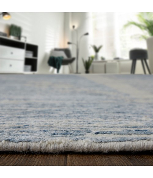 Feizy Brighton Casual Abstract, Ivory/Blue/Silver, 2' x 3' Accent Rug