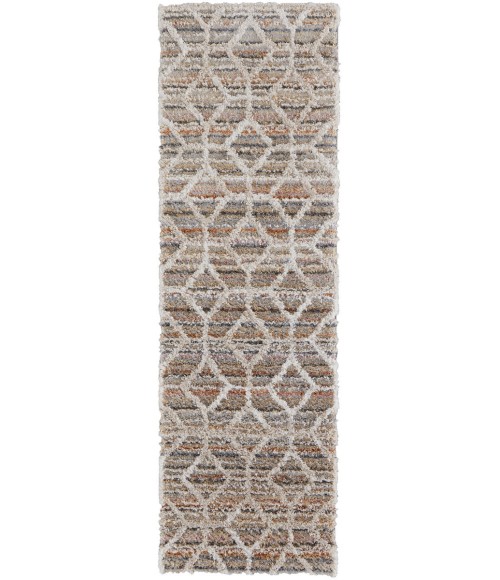 Feizy Mynka Bohemian & Eclectic Diamond, Tan/Taupe/Ivory, 2'-6" x 8' Runner