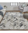 Feizy Micah Industrial Chevron, Black/Gray/Silver, 3'-11" x 6' Accent Rug