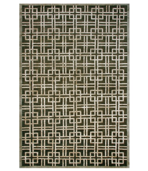 Feizy Dim Sum Luxury & Glam Geometric, Green/Gold, 3'-6" x 5'-6" Accent Rug