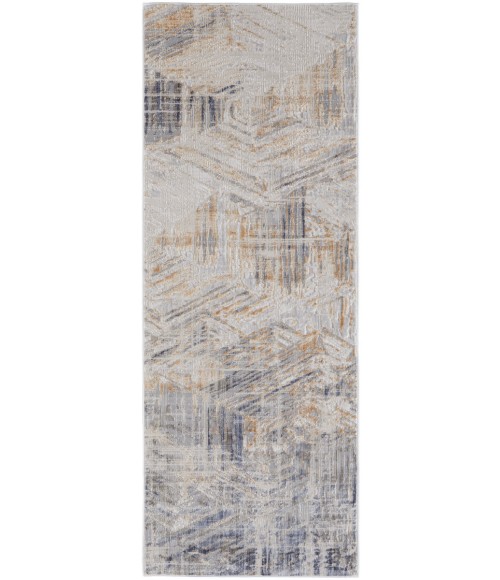 Laina Area Rug Feizy Laina Casual Abstract, Tan/Ivory/Gray, 3' x 10' Runner