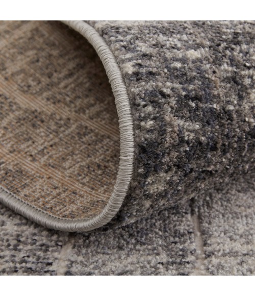 Feizy Kano Industrial Abstract, Black/Gray/Ivory, 8'-9" x 8'-9" Round Rug