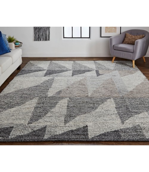 Feizy Alford Minimalist Eyelash Wool Rug, Silver Gray/Tuape, 11ft-6in x 15ft Area Rug