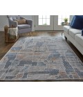 Feizy Francisco Southwestern Graphic Rug, Blue/Orange, 12' x 15' Area Rug