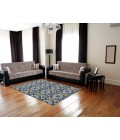 Feizy Brixton Bohemian & Eclectic Damask, Blue/Ivory/Gold, 10' x 13'-2" Area Rug