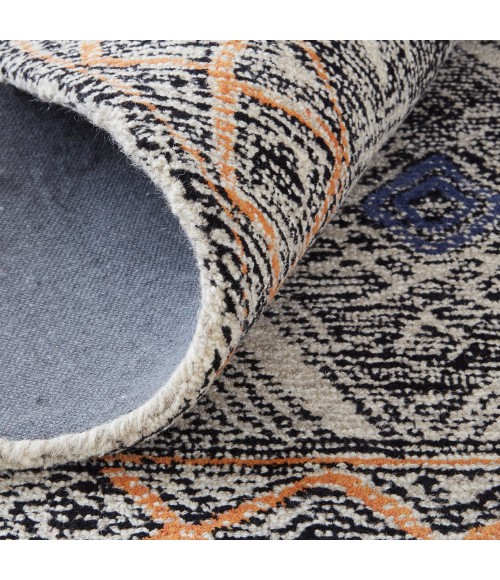 ARAZAD Rug Feizy ARAZAD 8479F IN BLACK/TANGERINE 8' x 8' Round Area Rug