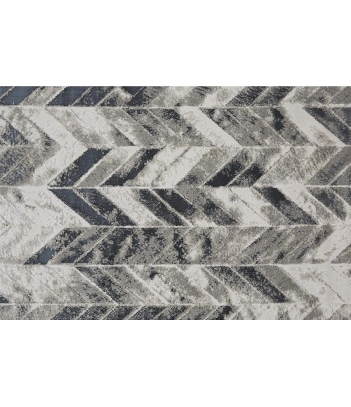 Feizy Micah Industrial Chevron, Black/Gray/Silver, 3'-11" x 6' Accent Rug