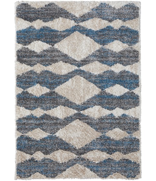 Feizy Mynka Bohemian & Eclectic Diamond, Ivory/Gray/Blue, 2' x 3' Accent Rug