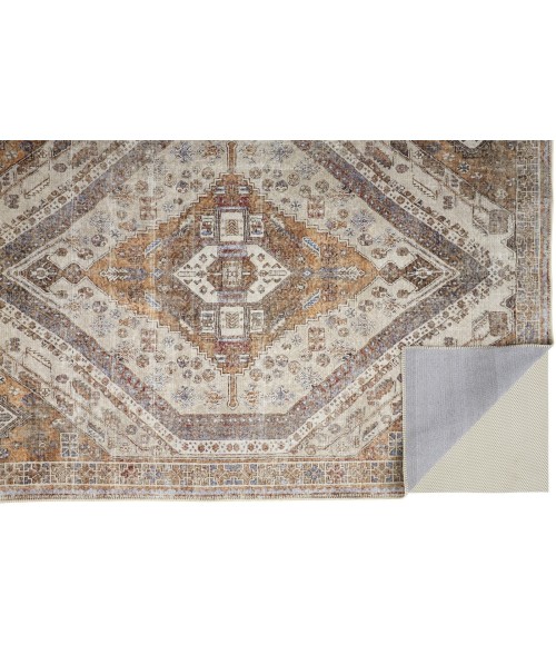 Percy Area Rug Feizy Percy Vintage Medallion Rug, Terracotta/Country Blue, 9ft-2in x 12ft Area Rug