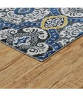 Feizy Brixton Bohemian & Eclectic Damask, Blue/Ivory/Gold, 10' x 13'-2" Area Rug