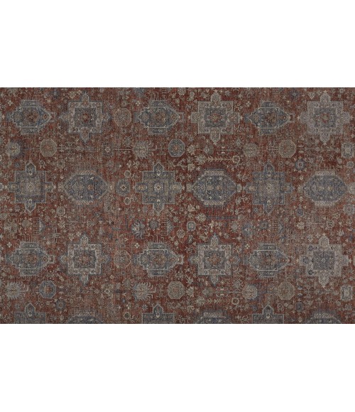Feizy Marquette Rustic Persian Farmhouse Rug, Rust/Aegean Blue, 7ft-10in x 9ft-10in