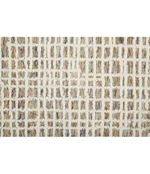 Feizy Maddox Modern Tufted Architectural Area Rug, Pebble Tan/Ivory, 5ft x 8ft