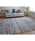 Feizy Edgemont Casual Abstract, Blue/Ivory/Orange, 10' x 14' Area Rug