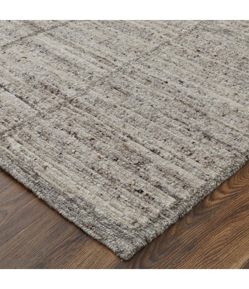 Feizy Navaro Scandinavian Abstract, Gray/Ivory/Taupe, 9' x 9' Round Rug