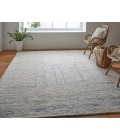 Feizy Navaro Scandinavian Distressed, Ivory/Gray/Blue, 9' x 9' Round Rug