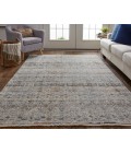 Kaia Area Rug Feizy Kaia Rustic Distressed, Tan/Ivory/Blue, 3' x 5' Accent Rug