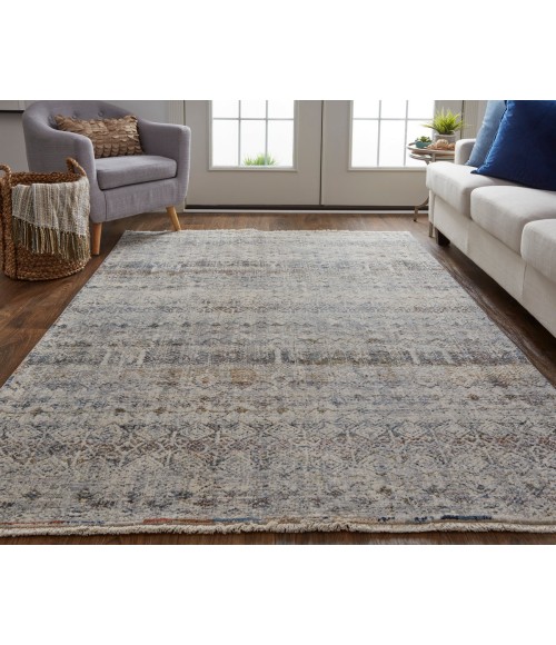 Kaia Area Rug Feizy Kaia Rustic Distressed, Tan/Ivory/Blue, 3' x 5' Accent Rug