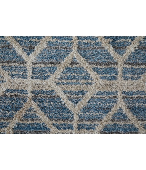 Feizy Mynka Bohemian & Eclectic Diamond, Blue/Ivory, 2'-6" x 8' Runner