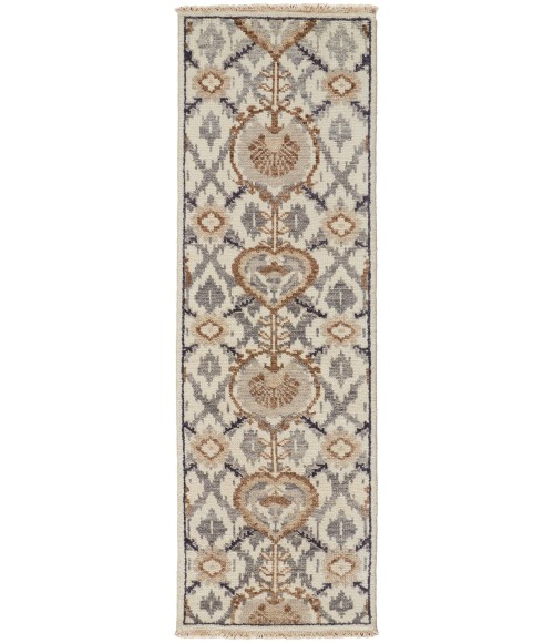 Feizy Beall Luxury Wool Rug, Ornamental Ikat, Beige, 2ft - 6in x 8ft, Runner