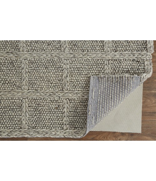 Feizy Berkeley Casual Solid, Ivory/Gray/Black, 9'-6" x 13'-6" Area Rug