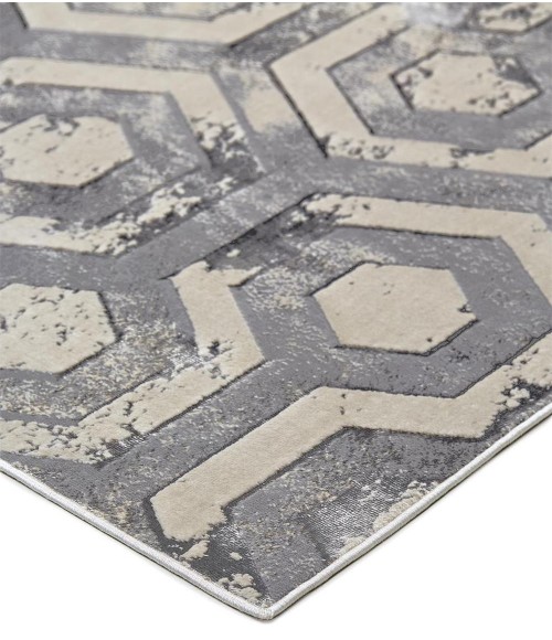 Feizy Micah Luxury & Glam Distressed, Gray/Taupe/Silver, 3'-11" x 6' Accent Rug