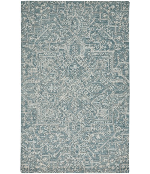 Feizy Belfort Vintage Medallion, Blue/Ivory/Green, 10' x 14' Area Rug