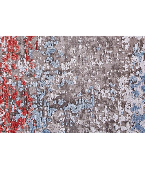 Feizy Cadiz Industrial Abstract, Gray/Red/Blue, 12' x 18' Area Rug