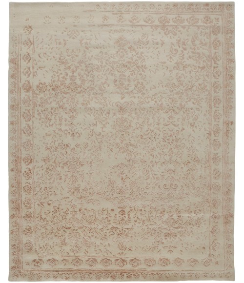 Feizy Bella High/Low Floral Wool Rug, Sand Beige/Blush Pink, 9ft x 12ft Area Rug