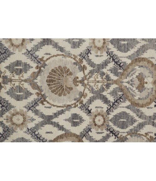 Feizy Beall Luxury Wool Rug, Ornamental Ikat, Beige, 2ft x 3ft Accent Rug